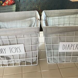 Rae Dunn White Wire Baskets  with Label